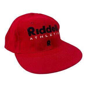Vtg 90s Riddell Athletic 100% Wool Fitted Red Hat Sz 7 1/8 Cap Baseball Trucker